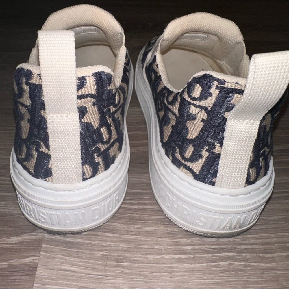 Dior Navy and Cream Slip-On Sneakers - Picture 3 of 5